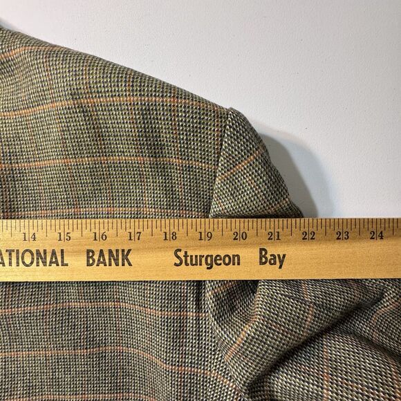 LANDS' END 46L 100% Lambswool Tiroler Loden Plaid Wool Sports Coat Blazer USA - Picture 13 of 15